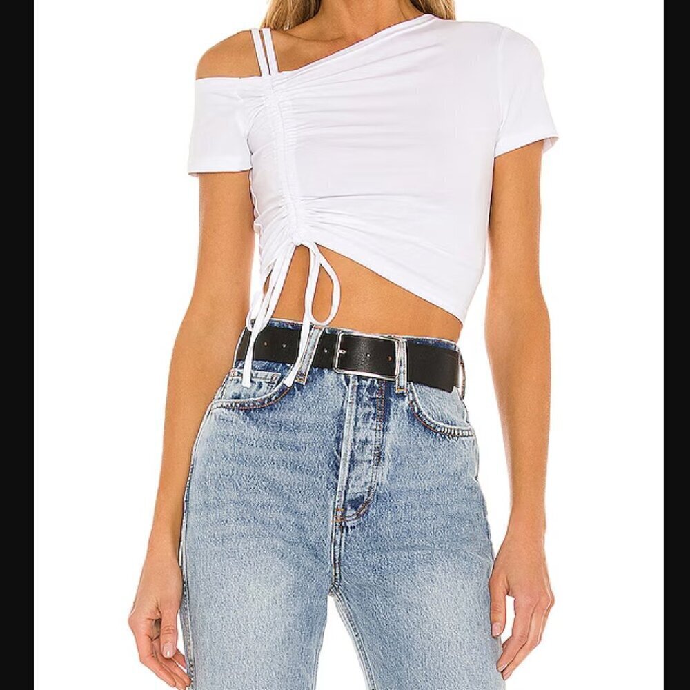 Superdown White Ruched Front T-Shirt - Picture 3 of 12